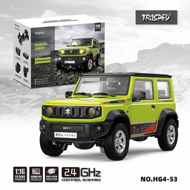 1/16 RC Car Rock Crawler 4WD Off-Road Climbing Truck LED Light Simulated Sound RTR JIMNY Remote Control Vehicle Toys for Boys