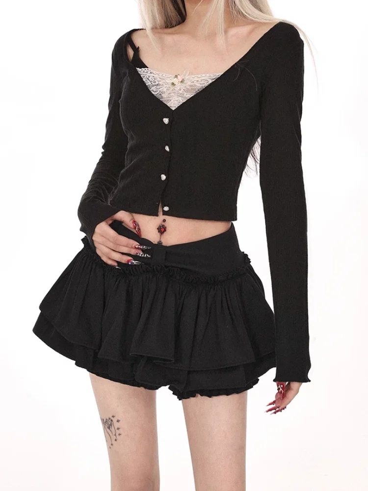 White Mini Skirts Women Summer High Waist Ruffles Skirts Y2K Female Korean Preppy Solid All-Match A Line Ballet Skirts
