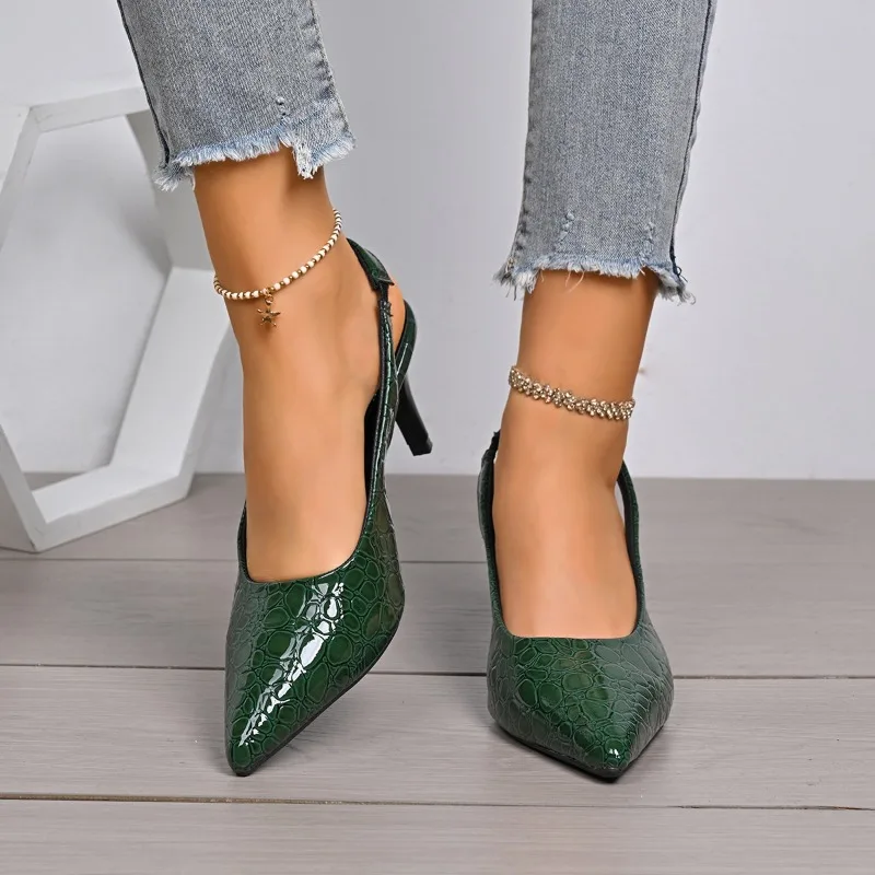 Green Heels for Women Luxury Pointed Toe Party Dress Shoes Classic Ladies Office Pumps Women Shoes Size 42 Salto Feminino
