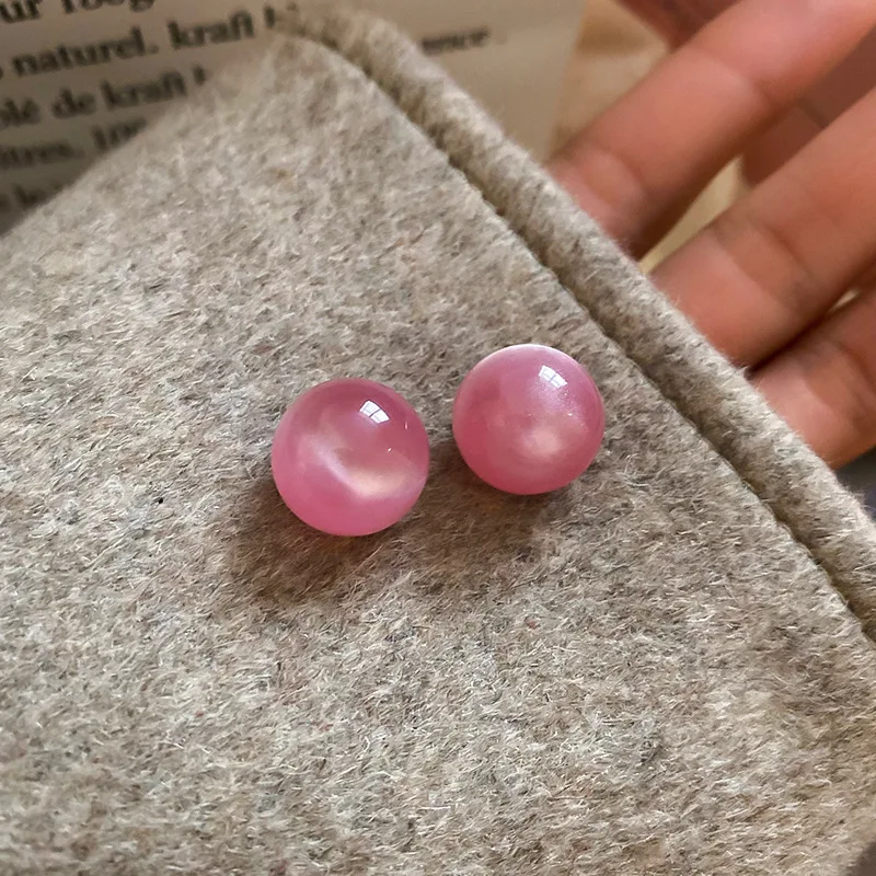 Women's Candy Color Smudge Round Stud Earrings, Versatile Gift