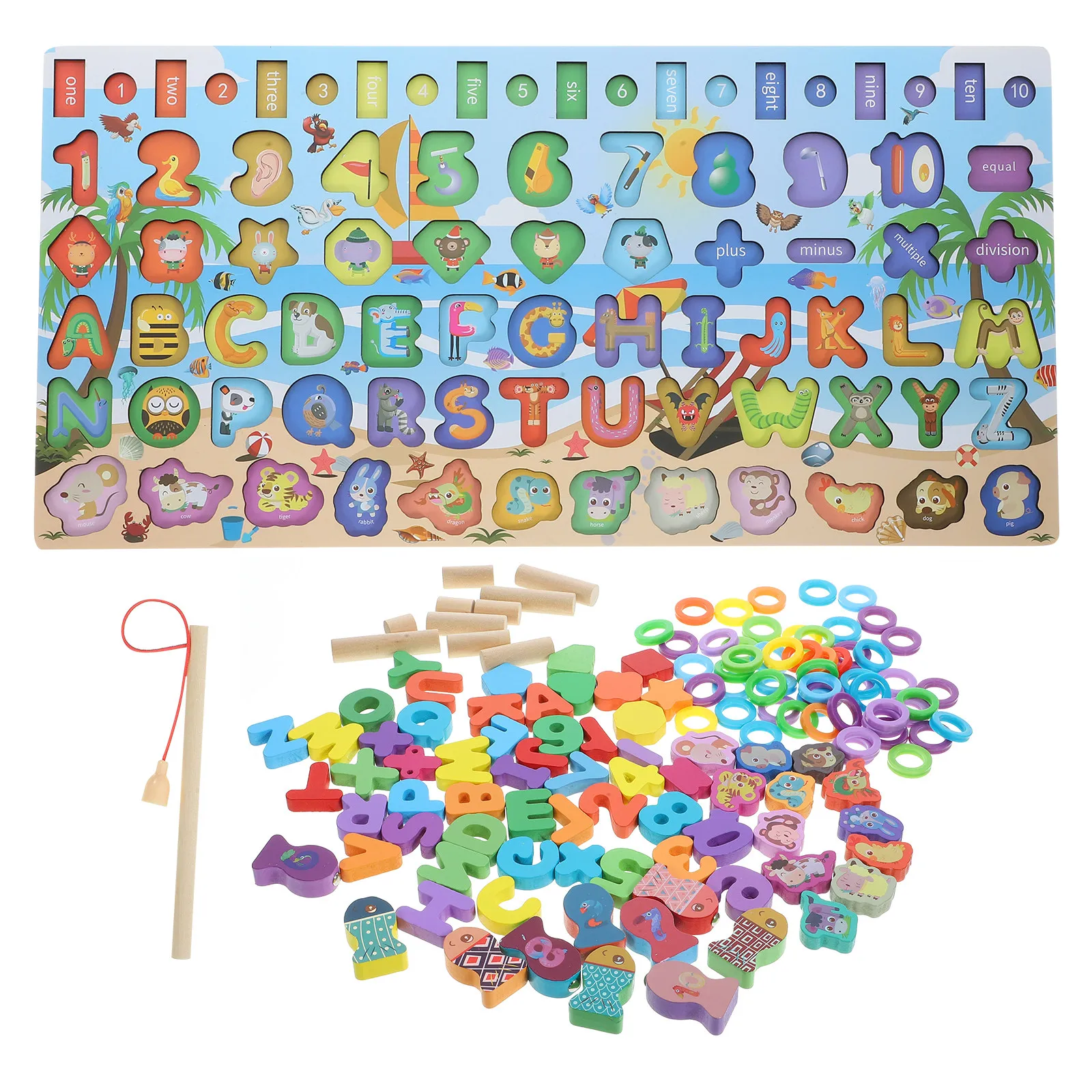 

1Set Wooden Educational Fishing Bricks Early Learning Game for Kids Hand Eye Coordination Color Recognition Brain Development