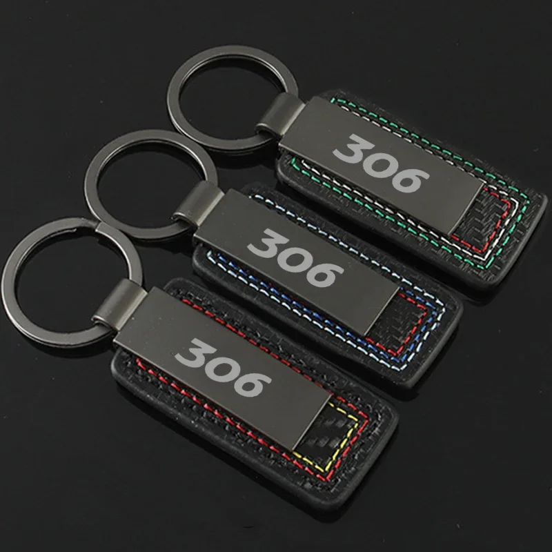 Porte-clés de voiture avec lanière en fibre de carbone, porte-clés en métal, badge de style pour KIT 306, 2023, 2022, 2021, 2020, 2019, cadeau