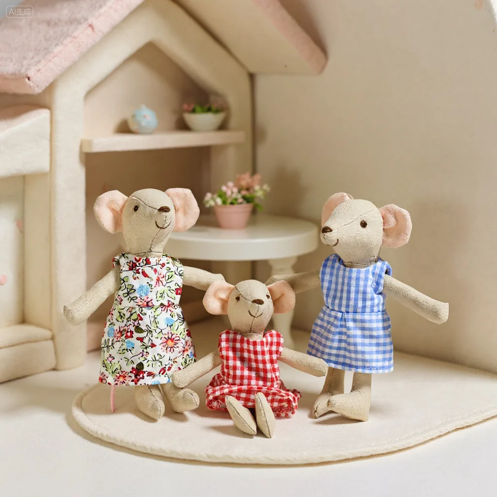韓国風のかわいい3D綿入りの癒し系マウスドール、布製人形、赤ちゃんのおもちゃ、写真撮影用小道具