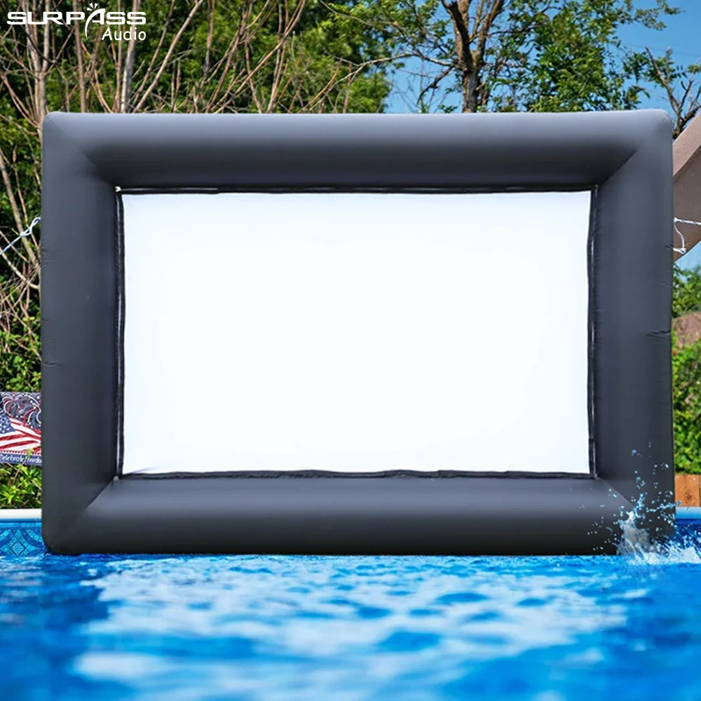 Home Cinema 16ft Common Inflatable Projection Screen Movie Screen with Air Blowe16:9 Easy Carry for Camping Wedding Outdoor