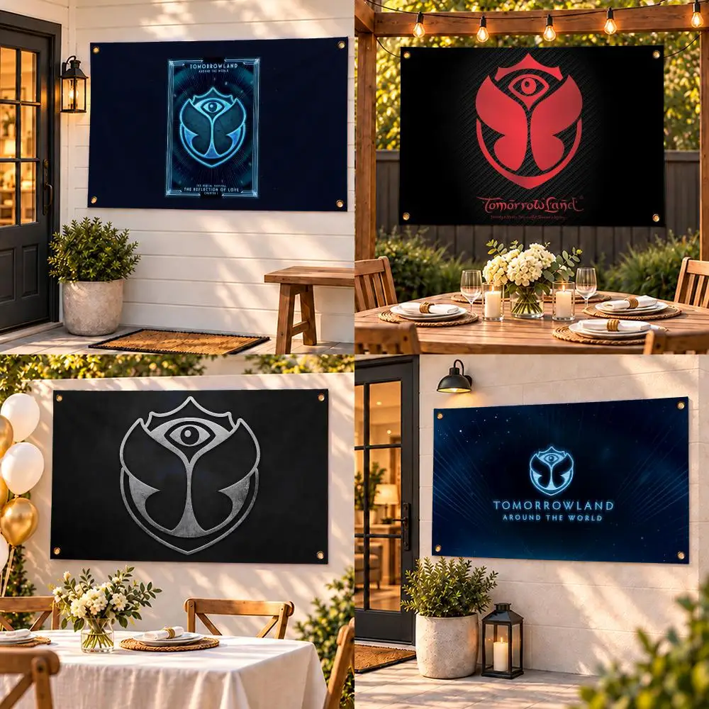 T-Tomorrowland Festival Flags Custom Wall Hanging Background Art Banner For Bedroom Home Living Room Outdoor Decor