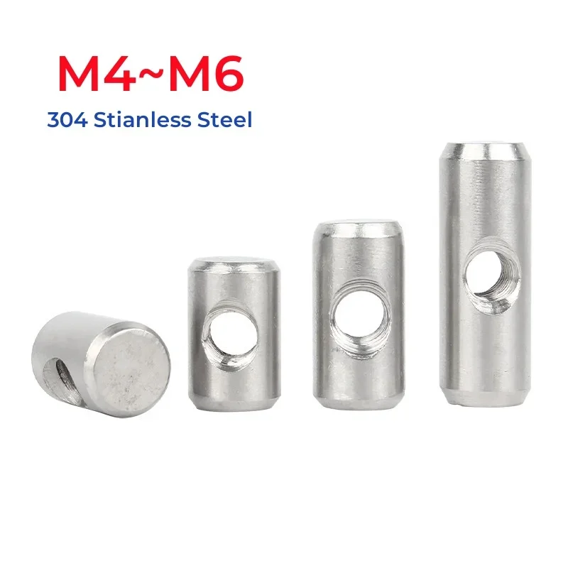 M4 M5 M6 304 Stianless Steel Barrel Bolts Cylindrical Pin Dowel Cross Hole Hammer Embedded Nut For Wood Furniture Accessories