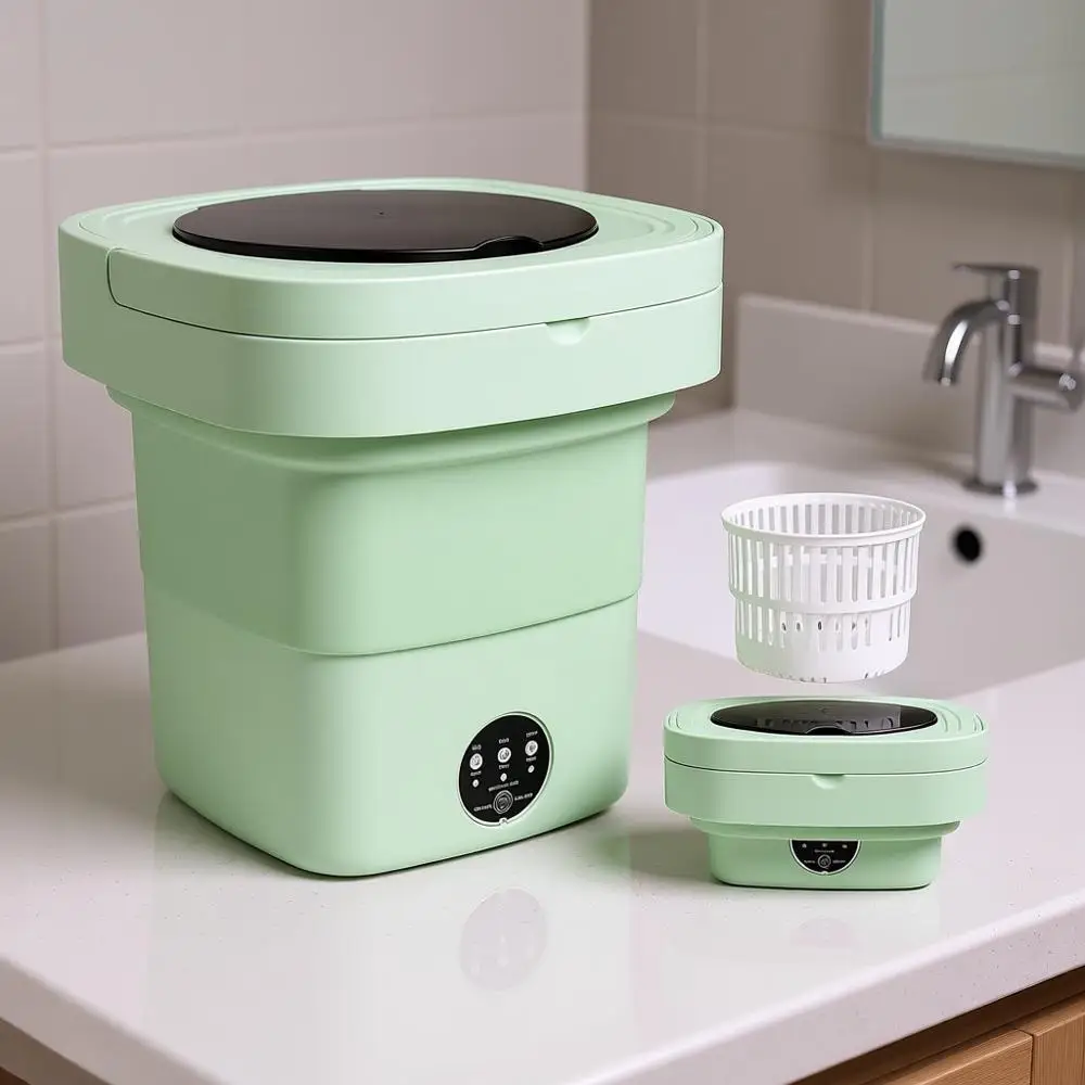 Portable Washing Machine Mini Washer - Compact, Foldable Countertop Clothes Washer & Dryer Combo, Small Portable Laundry Machine