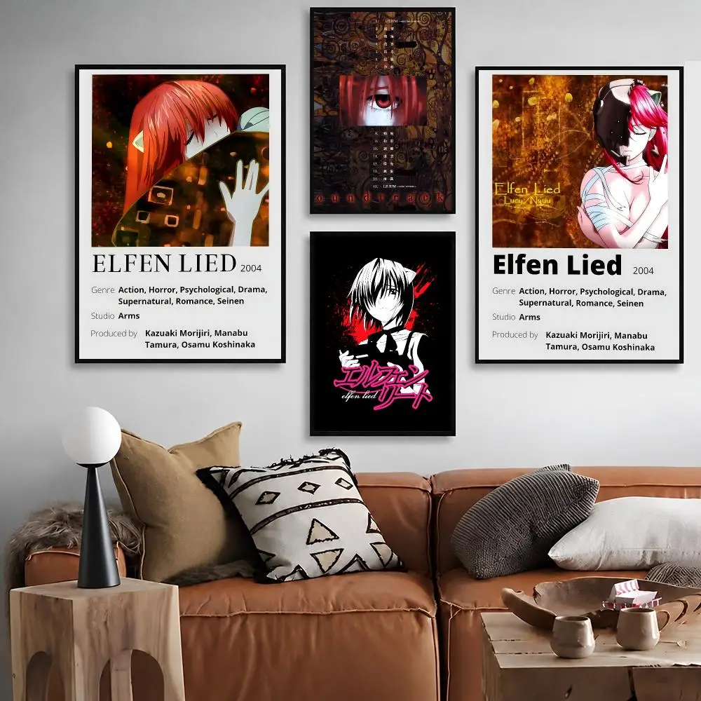 Anime Elfen Lied Poster  Character Print Japanese Graphic Streaming Film Style Wall Artwork Bedroom Decor