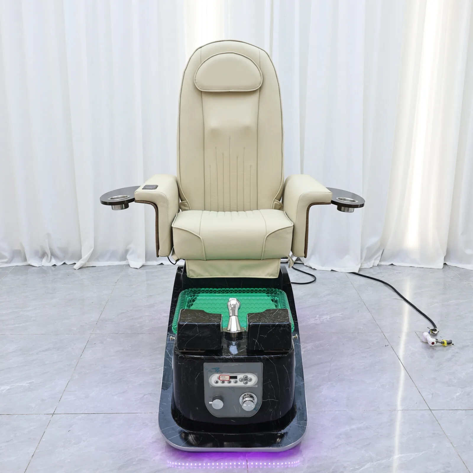 Electric Pedicure Spa Chair Heating Massage LED Light Adjustable Foot Bath Manicure Nail Salon Furniture