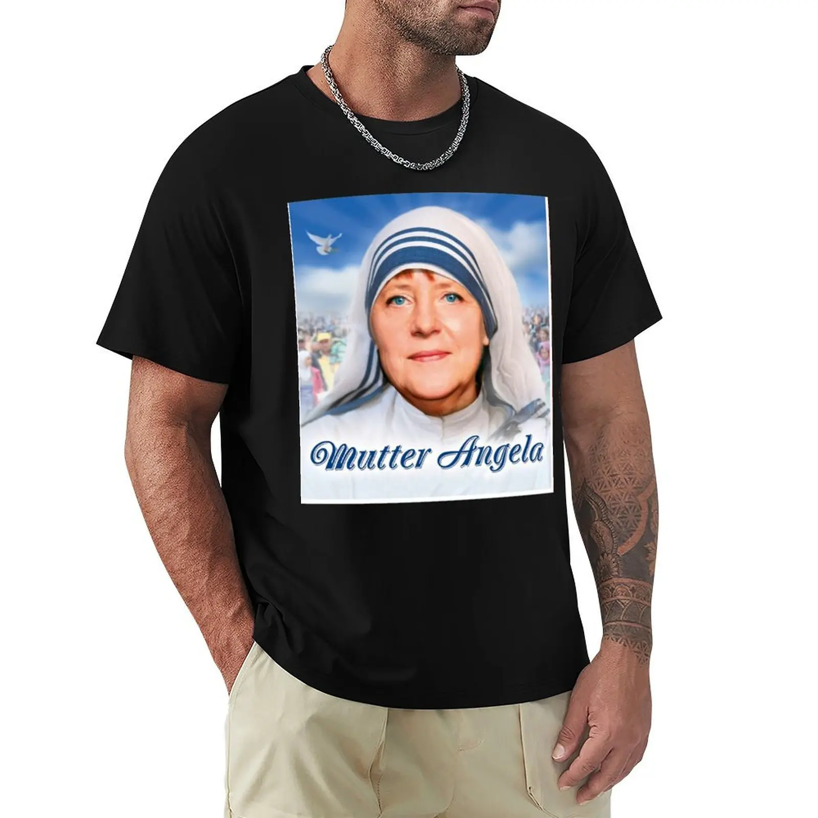 Camiseta Mutti Merkel, Camiseta Básica de Algodón Transpirable