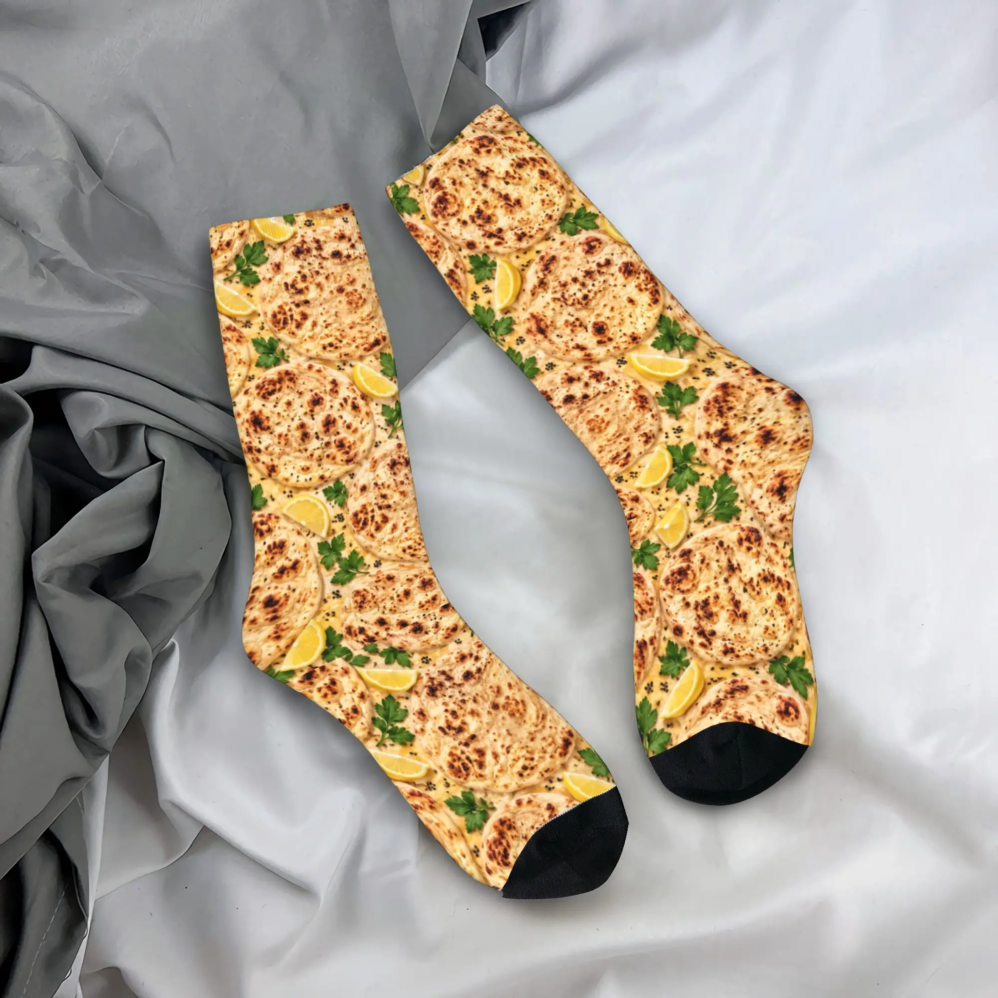 Brown Crust Pizza Socks  Design Stockings Anti Skid Couple Socks Breathable Autumn Casual Running Socks