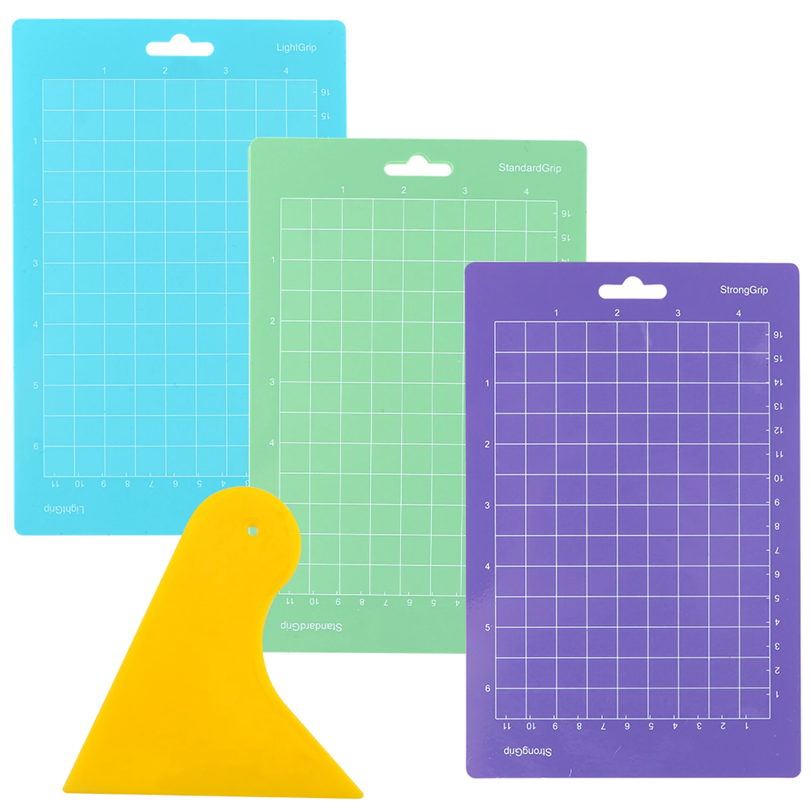 3pcs Plastic Grid Lines Reusable Adhesive Non Slip Easy Clean Cutting Mat Set Lightweight Rectangle With Shovel DIY Craft