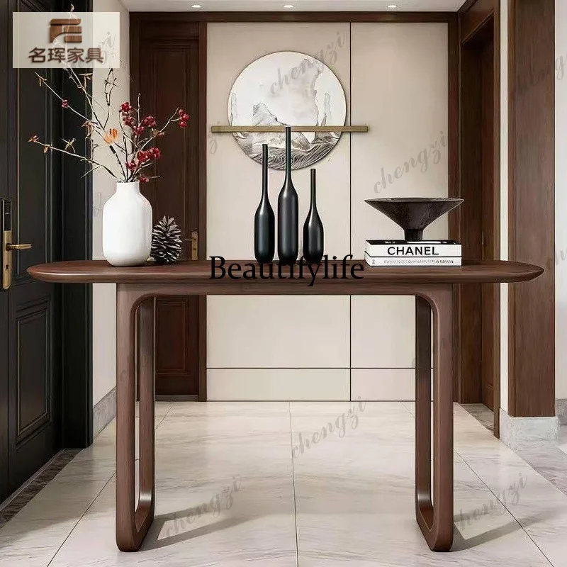 New Chinese-style strip case, a few against the wall to enter the entrance, black walnut color entrance, narrow side table