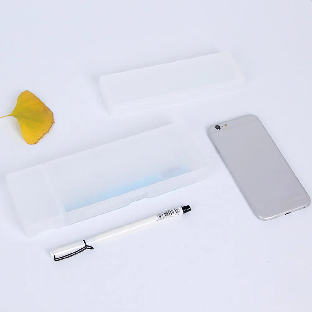 3Pcs Transparent Pencil Case Plastic Material Flexible Buckle Easy Open School Stationery Box Pen Holder Storage