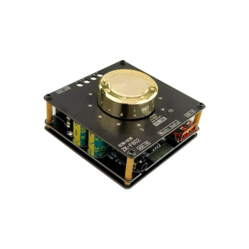 

NEW-ZK-F802 Volume Indicator Bluetooth Audio Power Amplifier Board Module 2.0 Channel Stereo 80W+80W Audio Amplifier