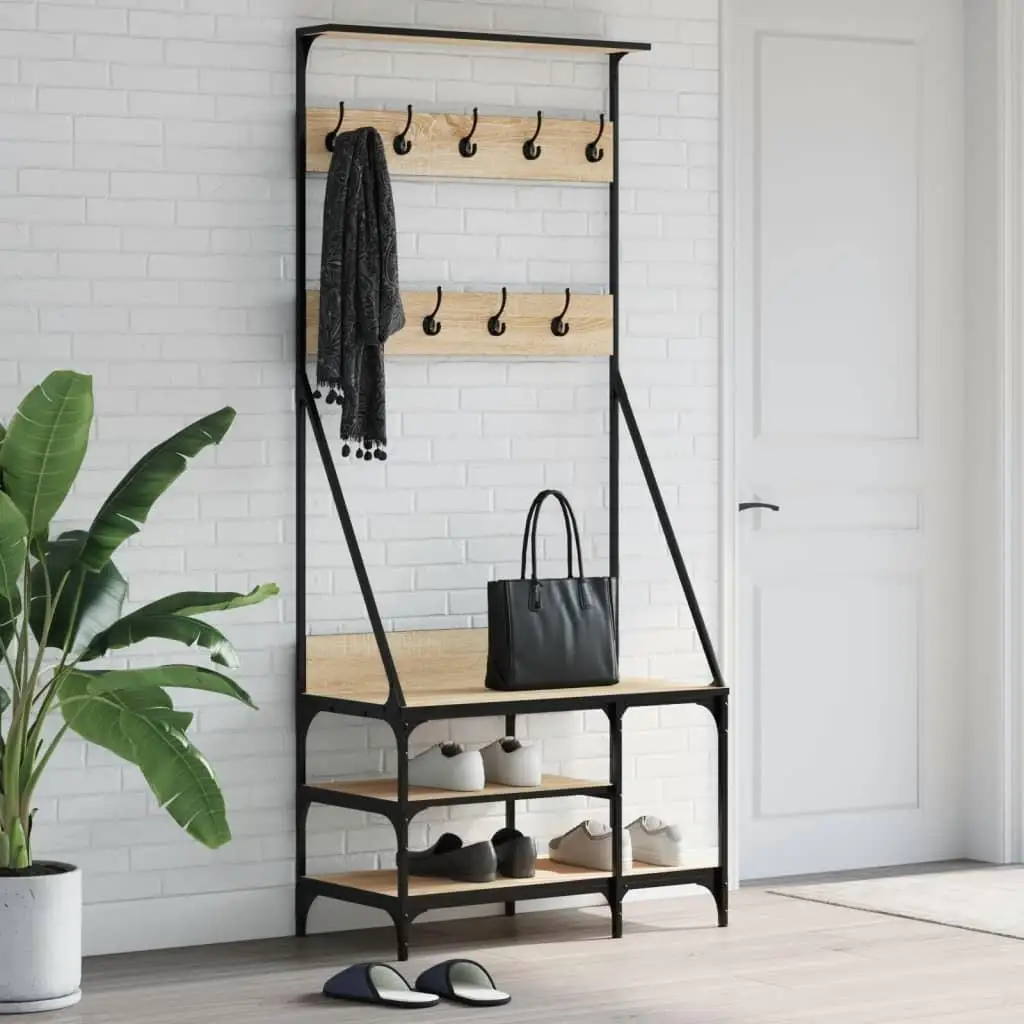 Sonoma Oak Clothes Rack with Shoe Storage – 80x40x184 cm, Stylish Organizer for Home