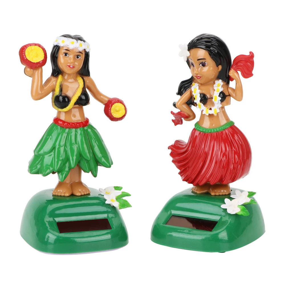 Decompression Auto Interior Car Decoration Car Ornaments Hula Solar Interior Accessories Shaking Head Toy Hawaii Girl