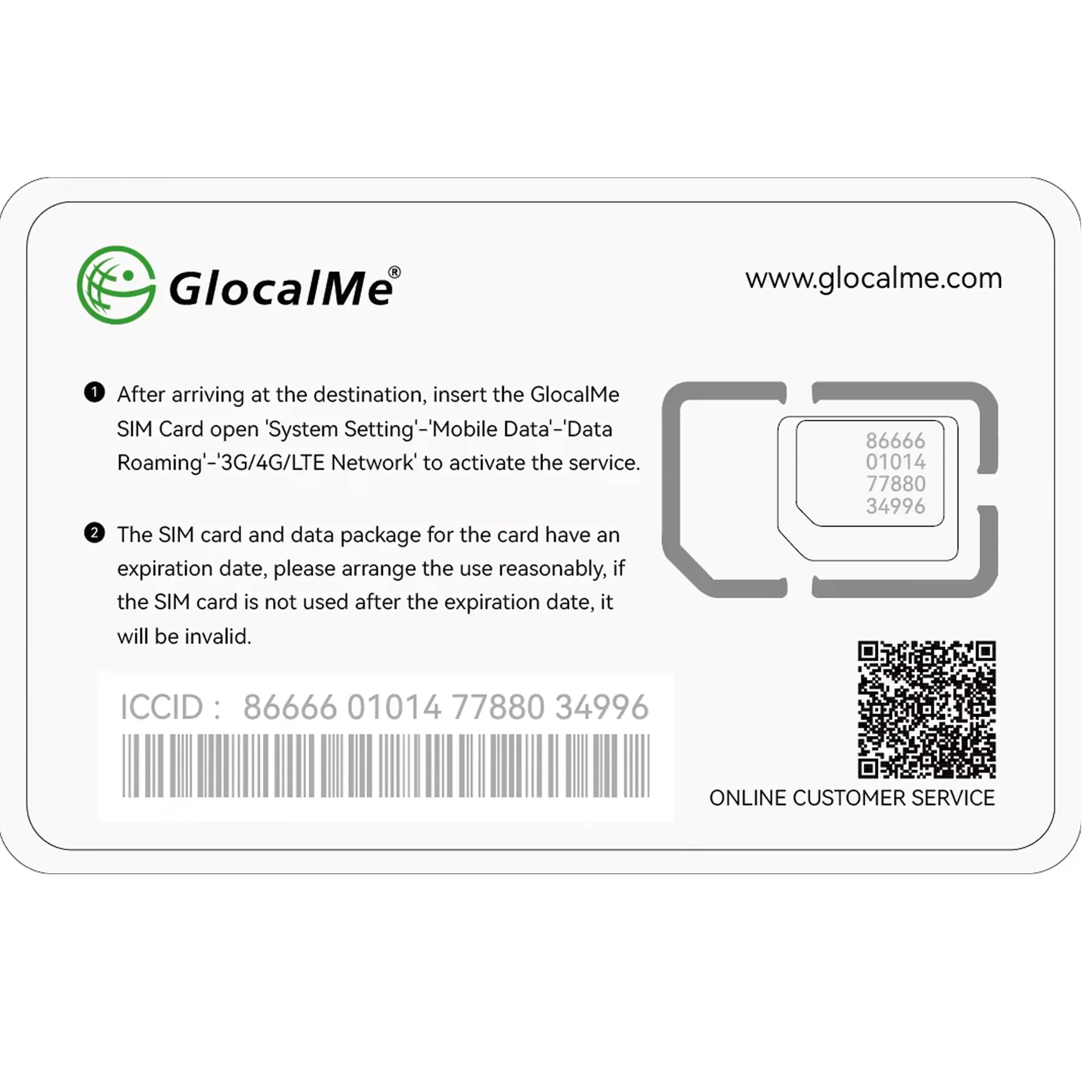 Glocalme Prepaid 7GB/10 Days Global SIM Card Data SIM Card OTA SIM Recharge Coverage in 52+ Countries International SIM