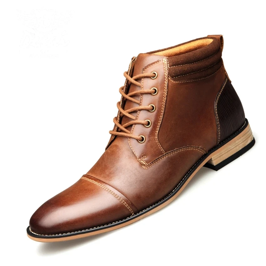 High Boots Men\'s Fashion Casual High Shoes Winter Top Quality Genuine Leather Boots Large Size Shoes for Male