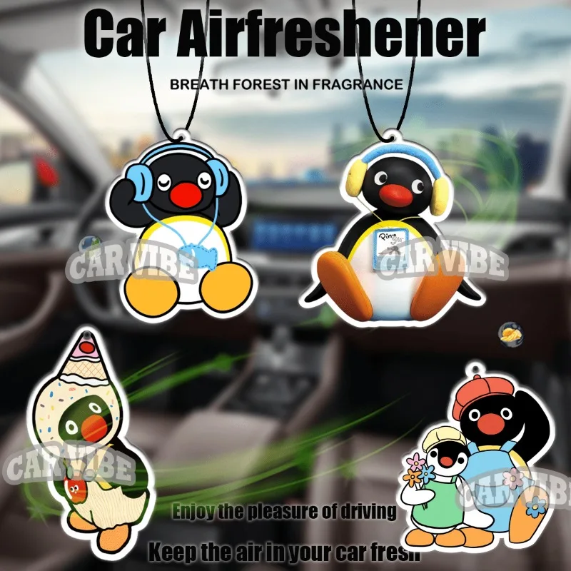 PINGU Car Air Freshener Pendant — Rearview Mirror Scent Strip & Vent Clip, Home Office Decor, Creative Gift for Friends