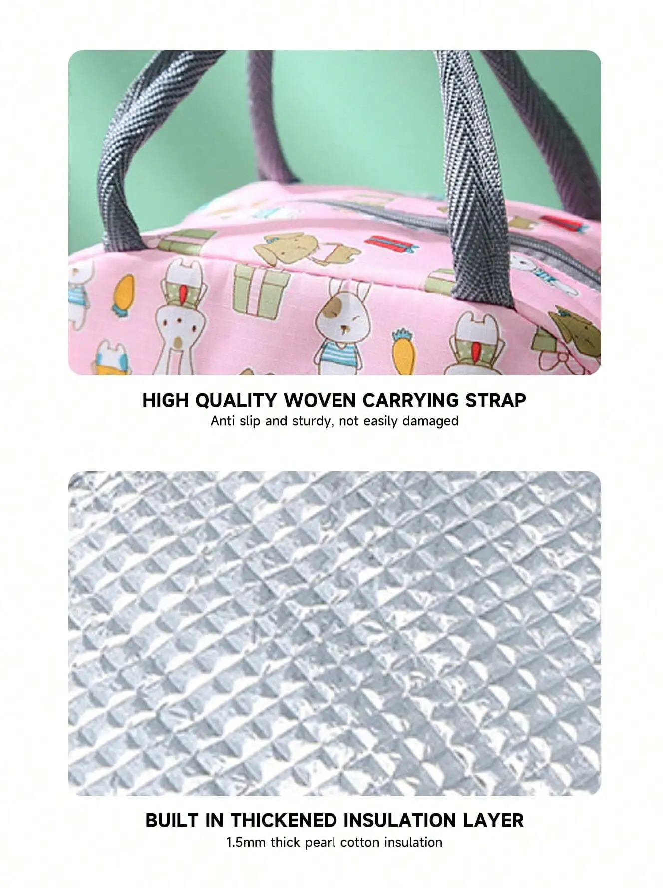 1pc 새로운 색상 두꺼운 알루미늄 호일 도시락 가방, 절연 휴대용 도시락 가방, 학생 및 직장인을위한