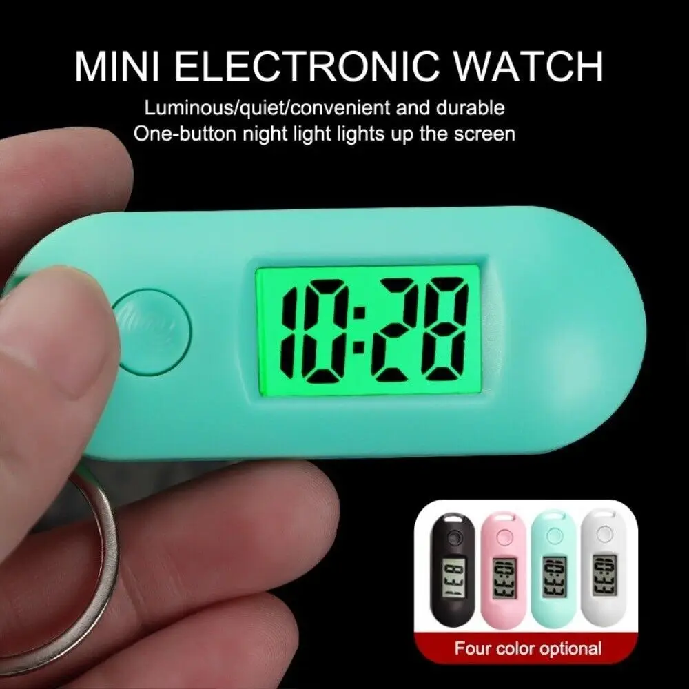 Mini Reloj Electrónico Digital, Pequeño Reloj de Pared para Estudio o Biblioteca, Pantalla LCD, Luminoso, con Anillo para Colgar