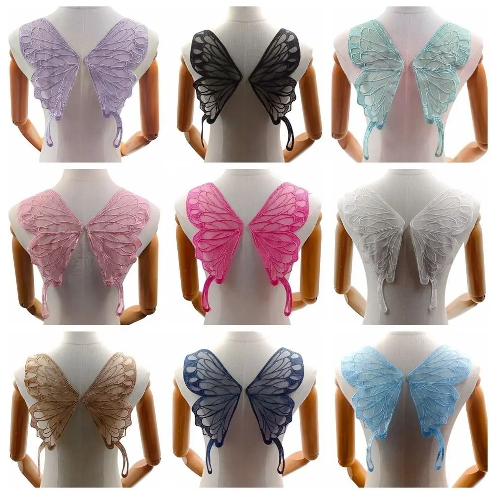 Mesh Organza Butterfly Wings Patch High Quality Polyester fabric DIY Decorative Clothing Stickers 3D Wings Patch