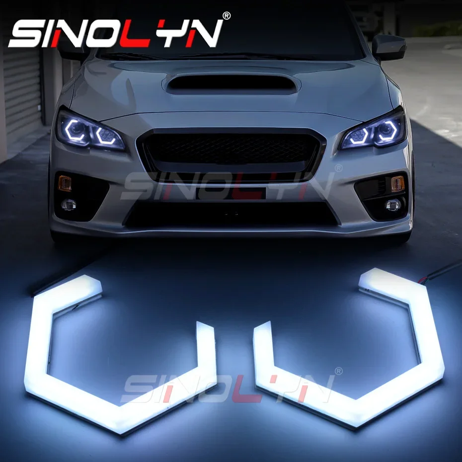 Sinolyn Hex Halo Angel Eyes DRL Turn Signal Light Switchback Ring LED Light White Yellow Rings For Cars Headlight Car Products