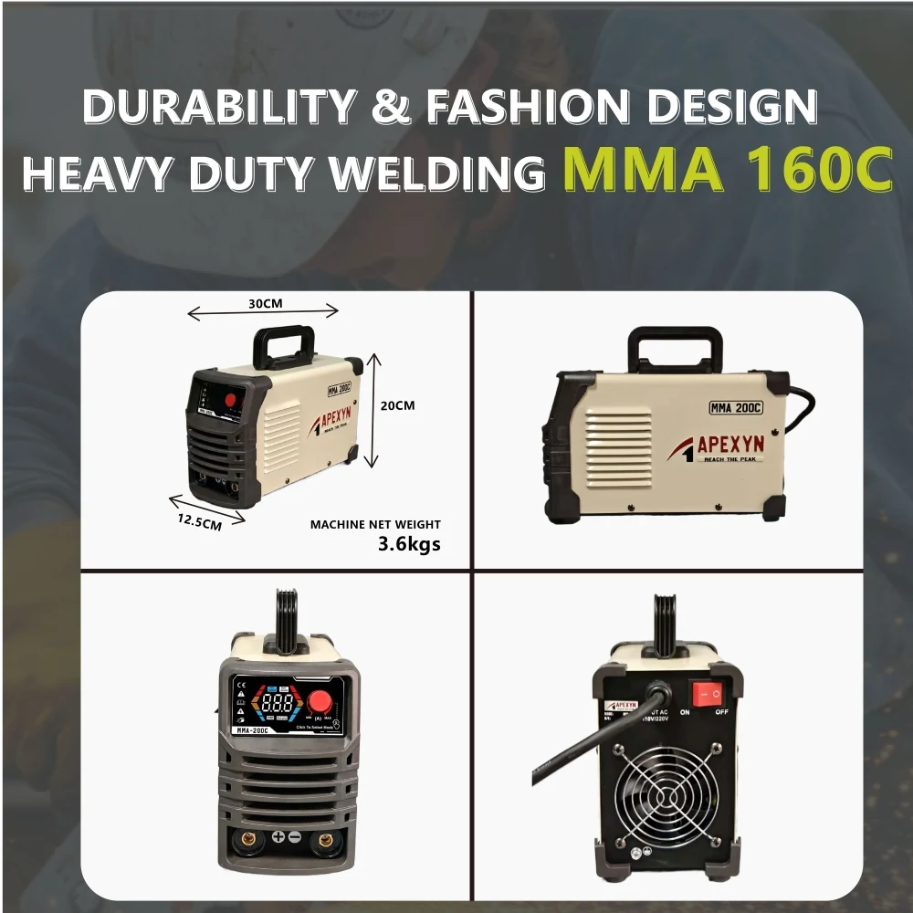 New APEXYN Mini Stick ARC Welding MMA-200C IGBT Inverter Technology 4.0mm Electrodes Carbon Steel Welding