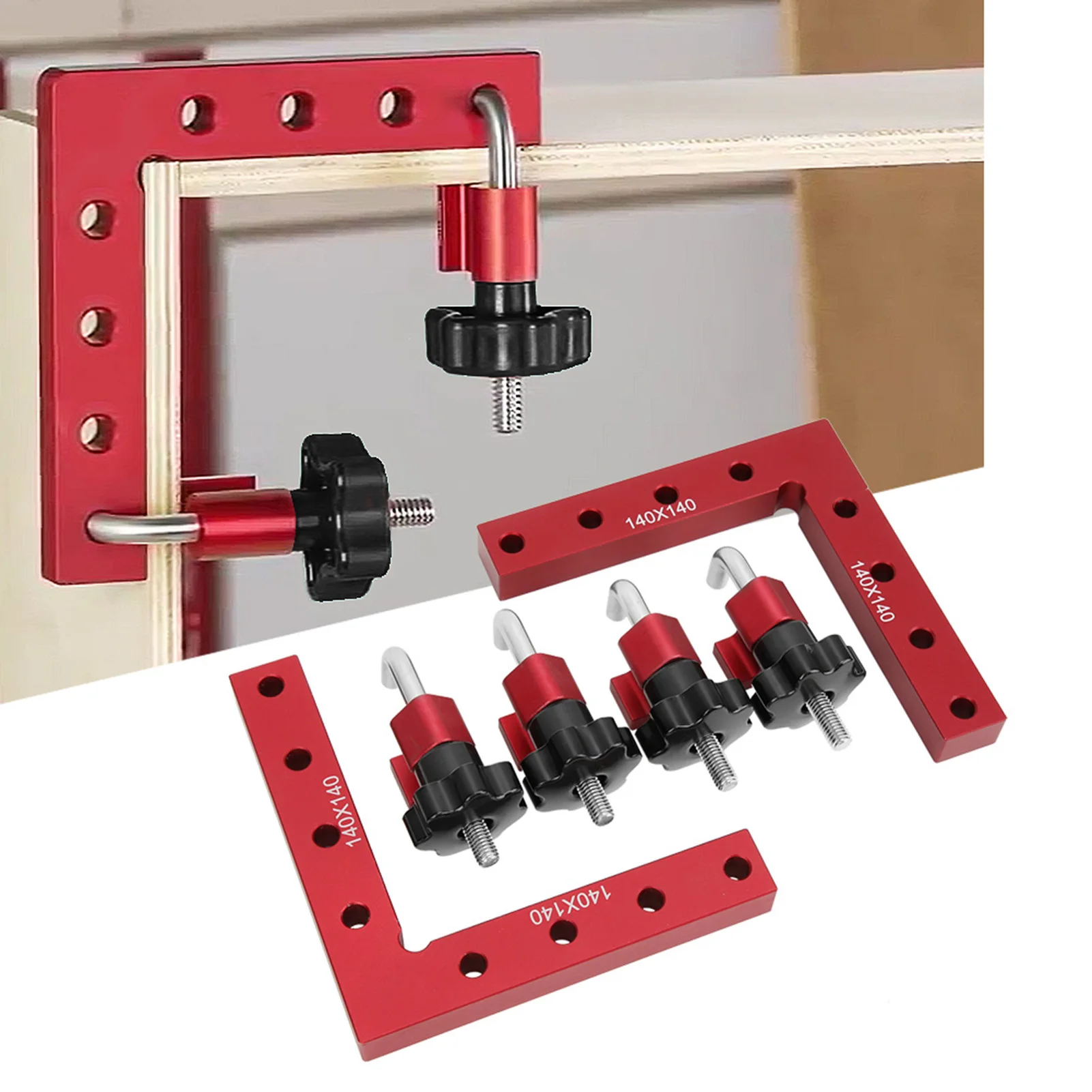 

90 Degree Right Angle Positioning Ruler L Shaped Carpenter Panel Fixing Clamp 140x140mm