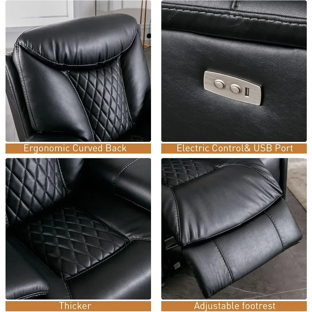 sofa.Leather Electric Loveseat Recliner, Reclining Sofa Chair with USB Ports, Couch for Living Room, Bedroom Furniture, Meeting