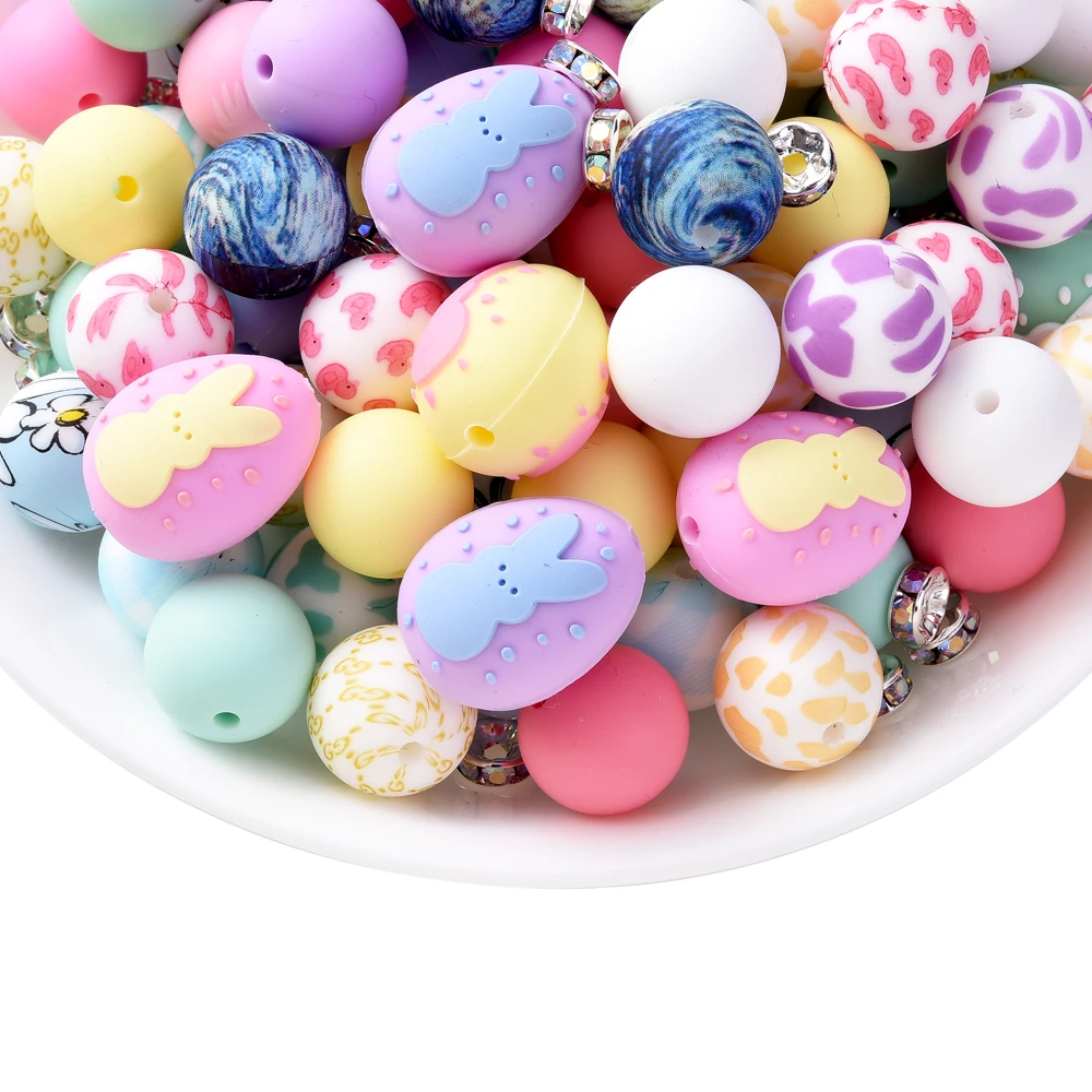 

Набор из 28 силиконовых бусин круглой формы для прорезывания зубов, милые игрушки для малышей, жевательные украшения, цепочка для соски/держатель-клипса