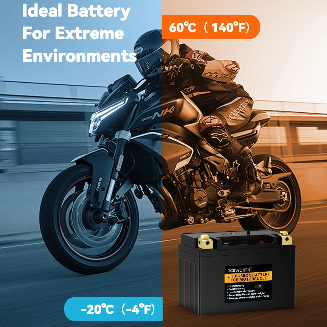 TCBWORTH 14S Lithium-Motorradbatterie LiFePO4 14S 12,8 V 8 Ah 480 CCA für Motorrad, ATV, UTV, Jetski, Generator, 4 Wheeler – Detail 7