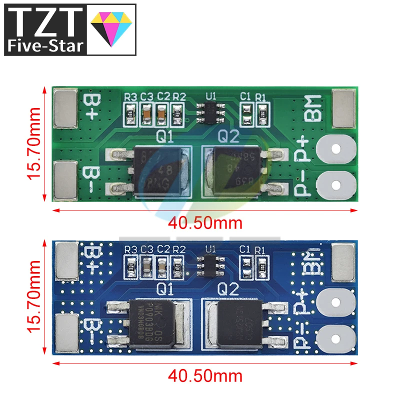 TZT BMS 2S 3.2V 3.7V 8A LiFePO4 / Lithium Battery Charge Protection Board 15A Peak Current  6.4V 7.2V 18650 32650 Battery Packs