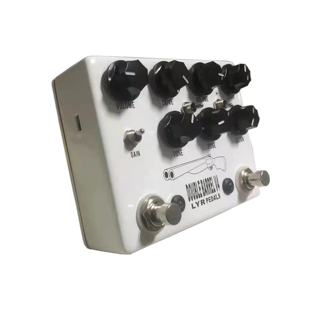 LYR Pedals Ly Rock Doublebarrel V4 White Classic Double Tube Overdrive Effector Pedal - Real Bypass Technology, Classic Sound