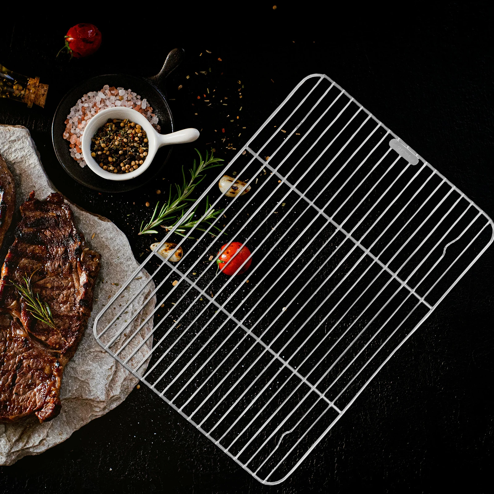 

1pcs Stainless Steel Cooling Rack Baking Accessories Oven Roasting Wire Rack Even Heat Dissipation Non-Slip Feet Kitchen