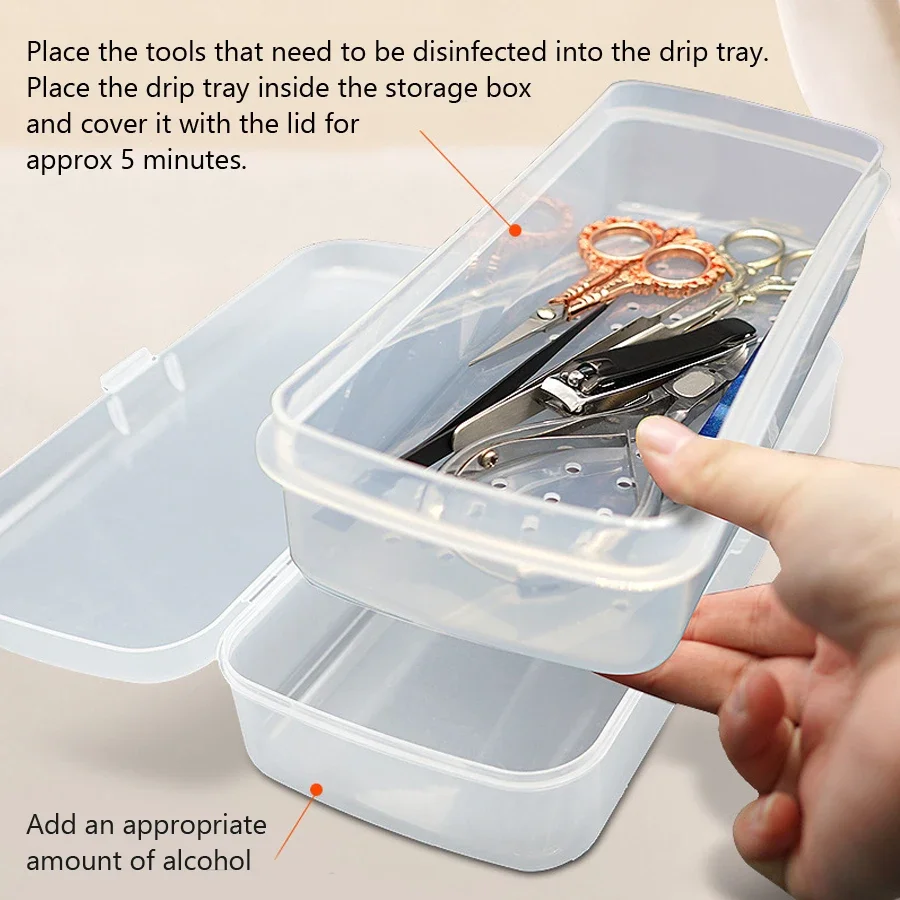 Salon Nail Art Tools Sterilization Box with Cuticle Pusher Nipper Tray Storage Organizer Beauty Supplies
