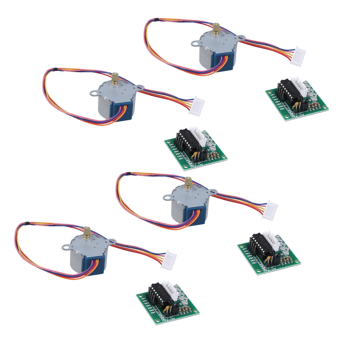 4Sets 5V Stepper Motor Kit Includes Uln2003 Driver Board for Development Board Direct Plug-in Use with Phase Status
