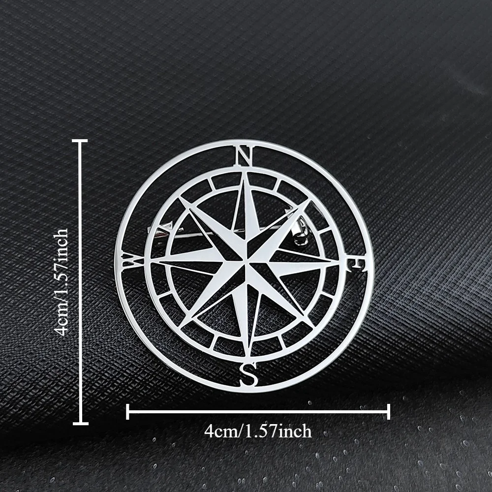 Vintage Exquisite Compass Pins Metal Directional Hollow-out Collar Pin Nautical Theme Suit Coat Hat Pins Exhibitions Accessory