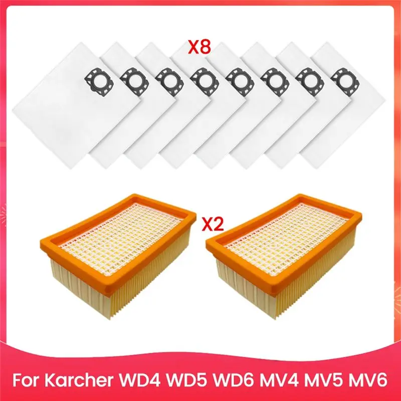 A20F-10PCS Filter And Dust Bag For Karcher WD4 WD5 WD6 MV4 MV5 MV6 Vacuum Cleaner Accessories Replacement Part