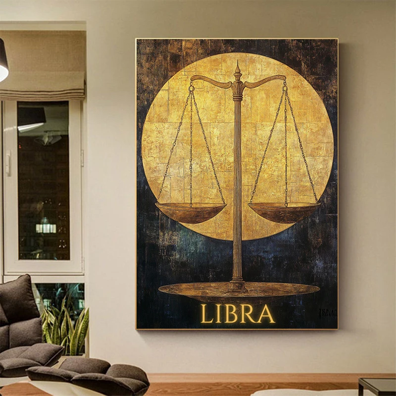 1pc Frameless Golden Constellation Poster Celestial Cosmic Prints Canvas Painting Astrology Wall Art Pictures Home Living Room Z