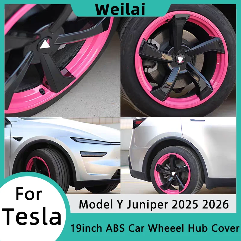 

For Tesla Model Y Juniper 2025 HubCap 19 Inch Wheel Caps Auto Performance Replacement Hub Cap Full Rim Cover Accessories（4PCS）