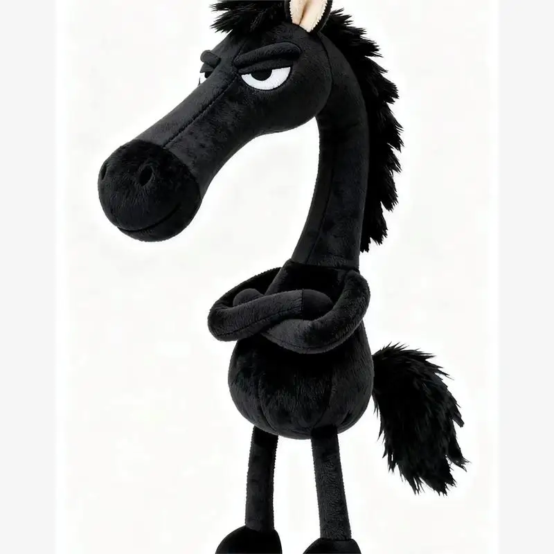 Porte-clés cheval noir en peluche, pendentif de sac à dos, décoration année du cheval, cadeaux du nouvel an pour garçons et filles, 1 pièce