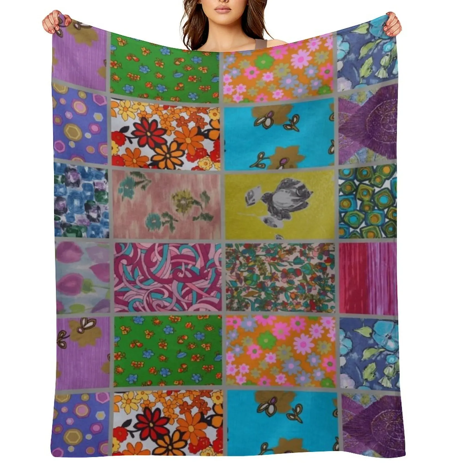 

Patchwork, Vintage Style Throw Blanket blankets ands Single Decoratives bed plaid Blankets