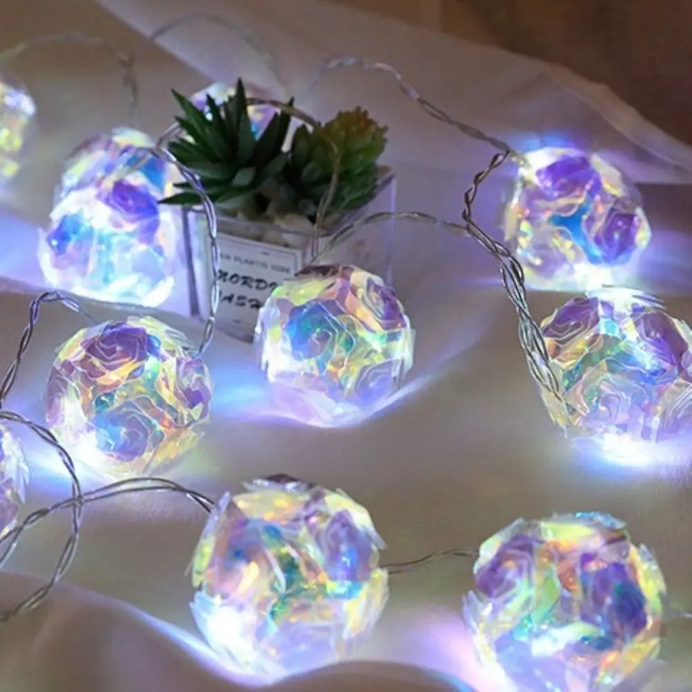 Fantastic 1.8M LED Flower Fairy Lights Rose Ball 10LED Crystal String Lamp Lighting Battery Rose Flower String Lights New Year