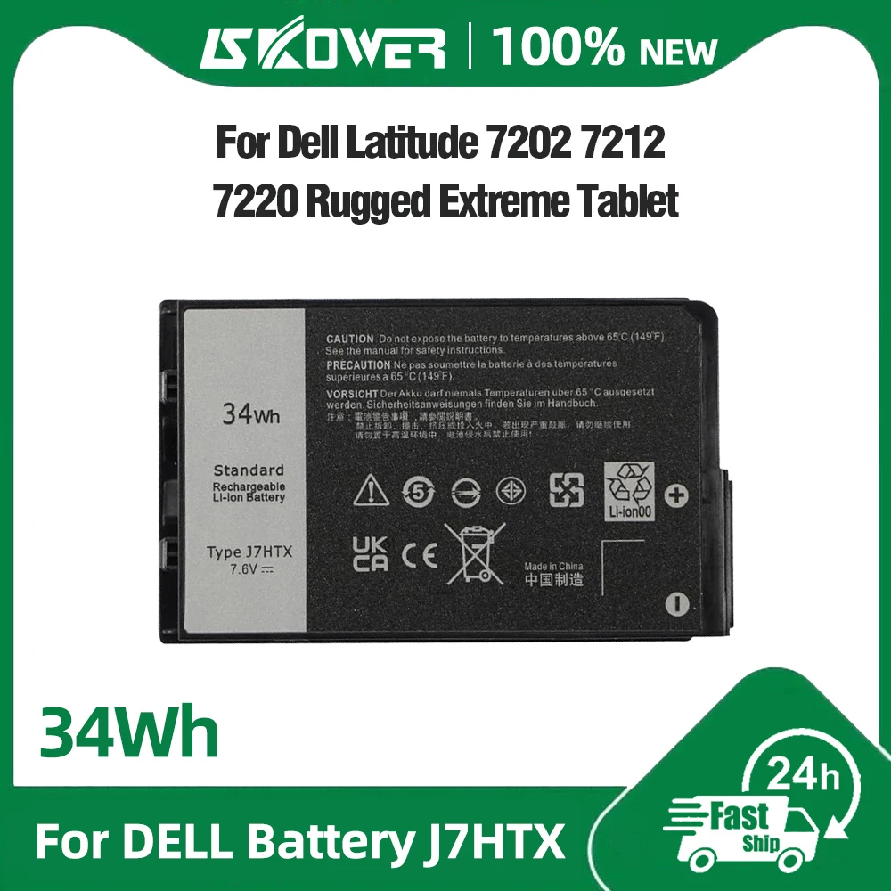 Batería de 34 Wh J7HTX para Tablet Dell Latitude 12 7202 7212 7220 Rugged Extreme T03H T03H001 T03H002 7XNTR