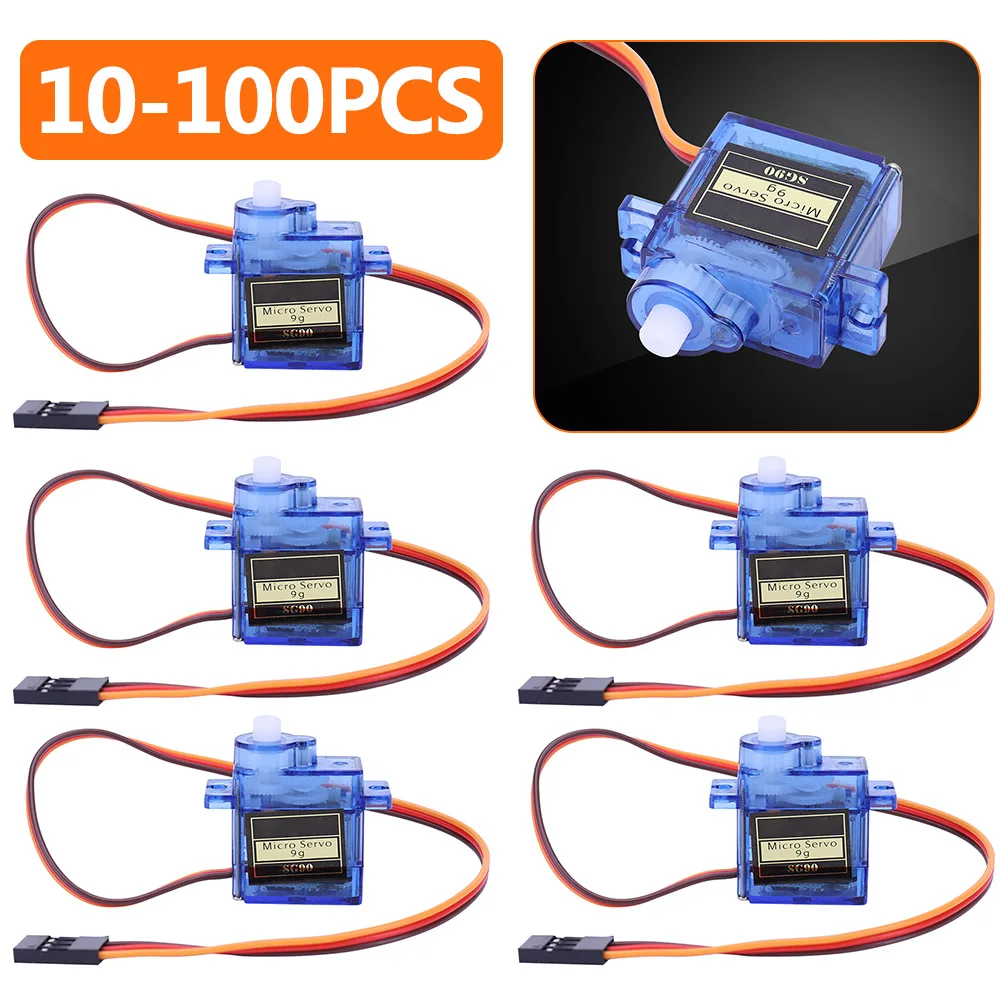 10-100Pcs SG90 9G Micro Digital Servo Motor Fixed-Wing Miniature Servo Motor 180/360 Degrees for RC Helicopter Aircraft Airplane