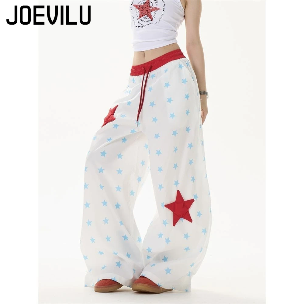 Pantalones de estrella Retro americanos, pantalones informales estampados para mujer, nuevos pantalones holgados, finos y versátiles, ligeros, de pierna ancha, ropa para mujer