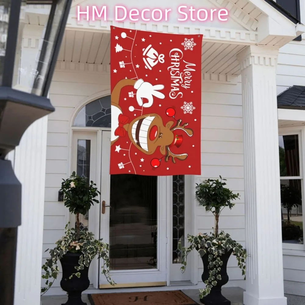 عيد الميلاد الغزلان العلم 3x5 قدم في الهواء الطلق داخلي مع جروميت عيد ميلاد سعيد أعلام مضحك لطيف الرنة عيد الميلاد العلم حديقة ساحة راية دي #6