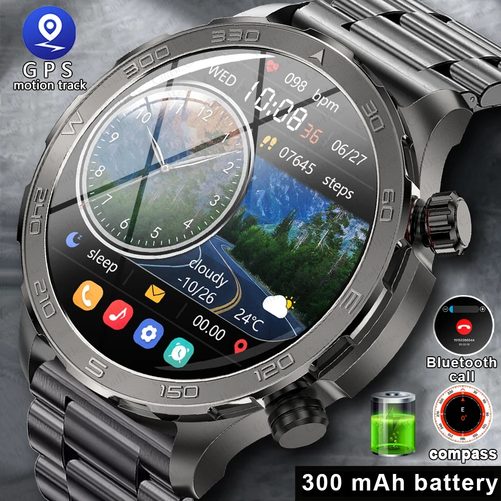 2024 New Compass SmartWatch Men Sports Fitness Tracker Health Monitoring Waterproof Bluetooth Call Voice Assistant Smart Watch